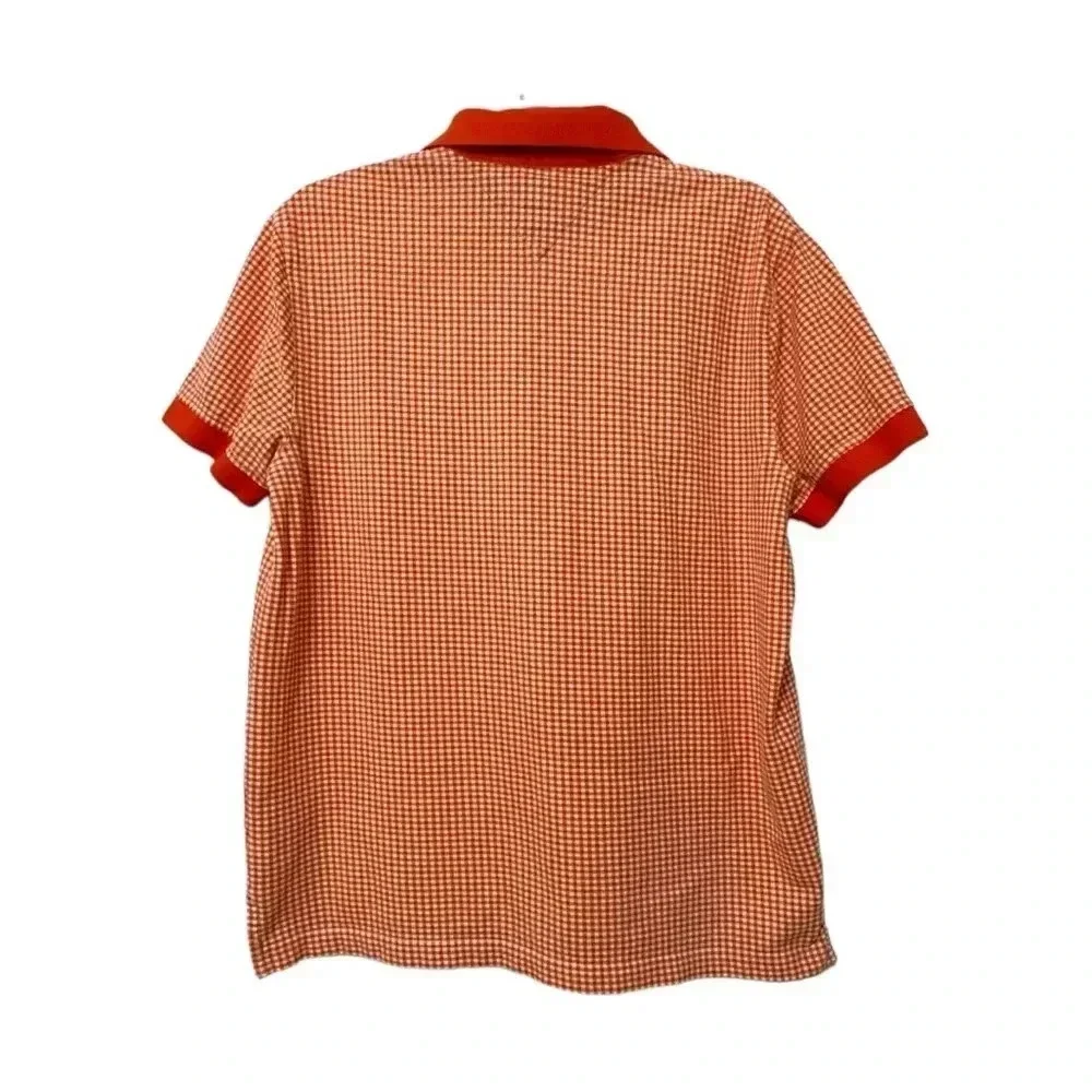 Tommy Hilfiger Polo Men’s Shirt Medium Work Dress Shirt Orange Gingham Collared